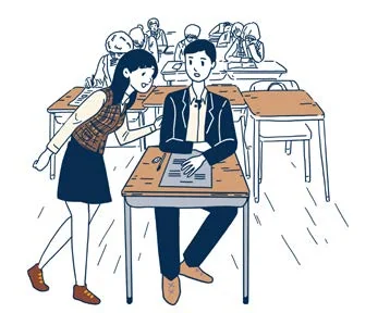 Deux étudiants parlent d'un examen.